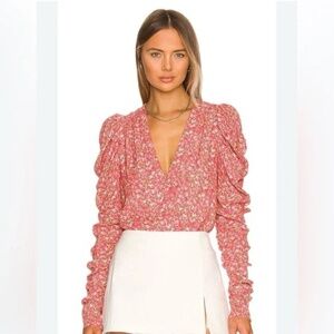 AFRM DANNA BODYSUIT IN RED DITSY XS